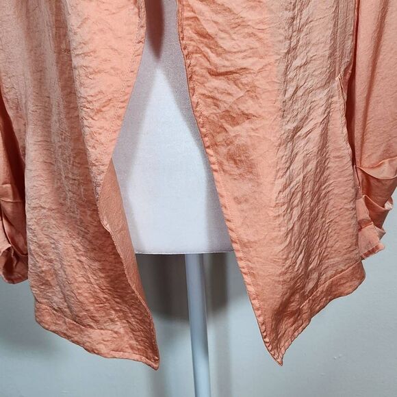 143 Story Peach Satin Blazer NWT Size Small Crinkled Tangerine Blazer - Picture 4 of 10